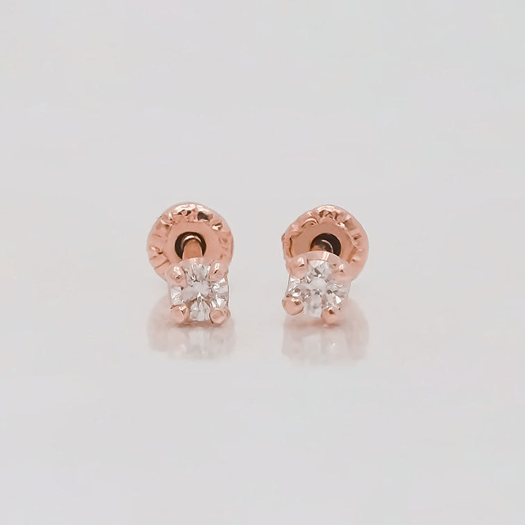 Amor Eterno - Broqueles Diamante Natural 0.06cts Oro 14k / Rosa