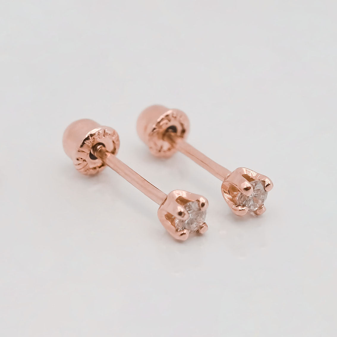Amor Eterno - Broqueles Diamante Natural 0.06cts Oro 14k / Rosa