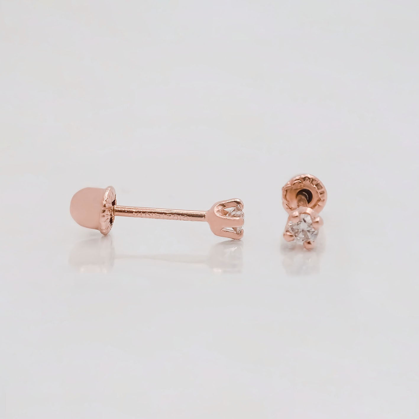 Amor Eterno - Broqueles Diamante Natural 0.06cts Oro 14k / Rosa