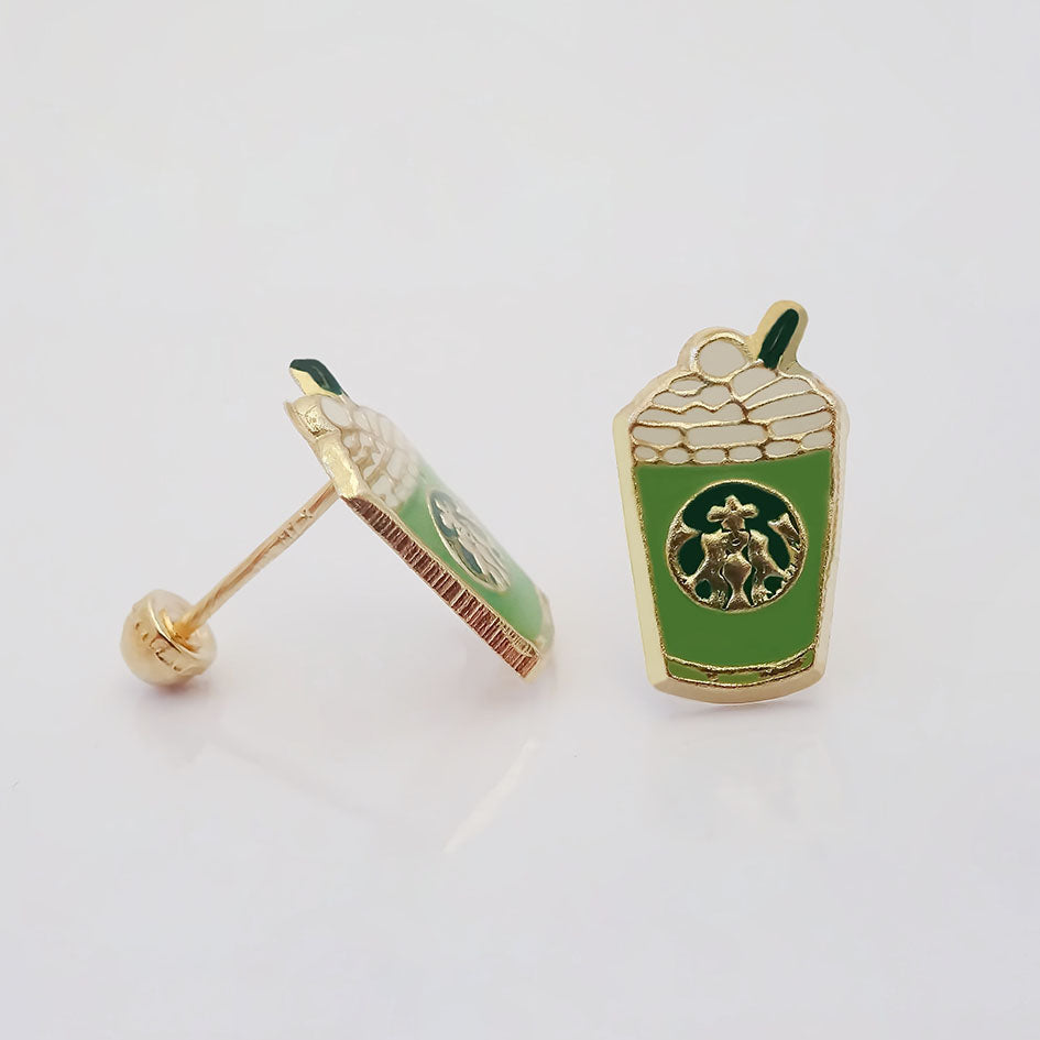 Amor Eterno - Broqueles Frappe Café Malteada / Oro 10k / Matcha