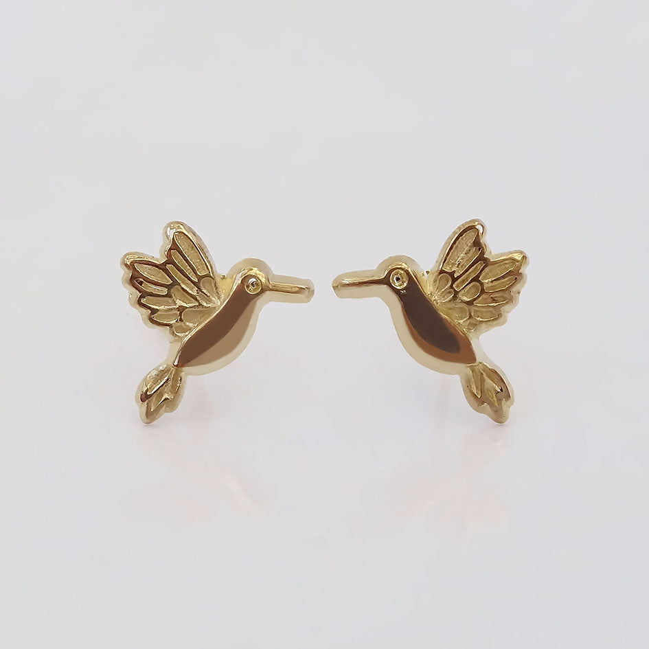 Amor Eterno - Broqueles Colibrí Fly Premium / Aretes Oro 10k