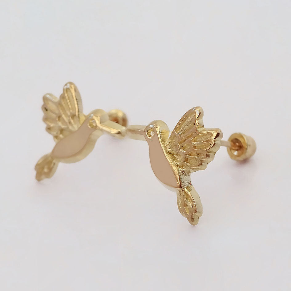 Amor Eterno - Broqueles Colibrí Fly Premium / Aretes Oro 10k