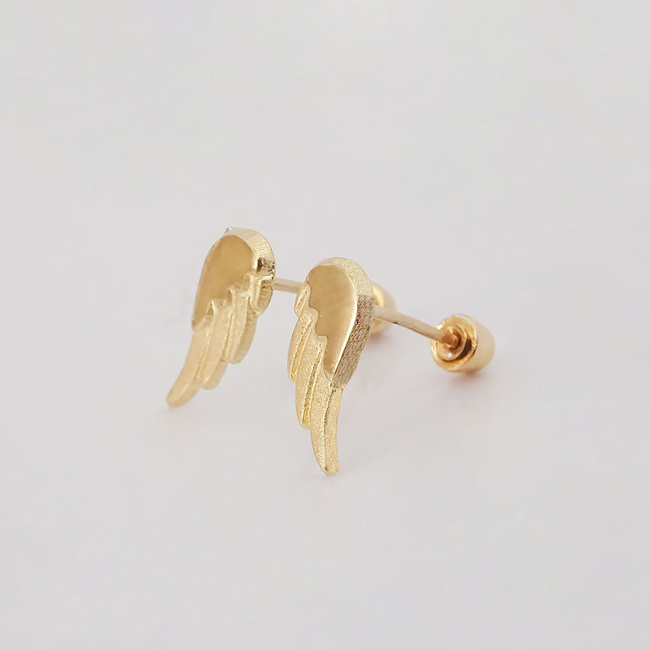 Amor Eterno - Broqueles Par Alas De Angel Due Tono / Oro 10k