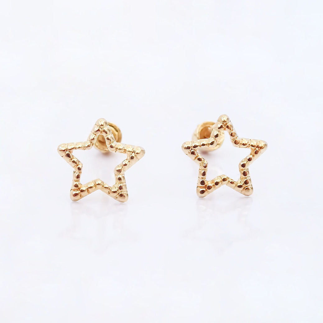 Amor Eterno - Broqueles Merengue Aretes / Oro 10k / Estrella