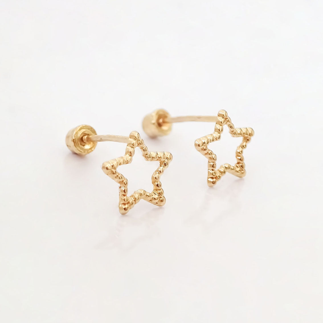 Amor Eterno - Broqueles Merengue Aretes / Oro 10k / Estrella