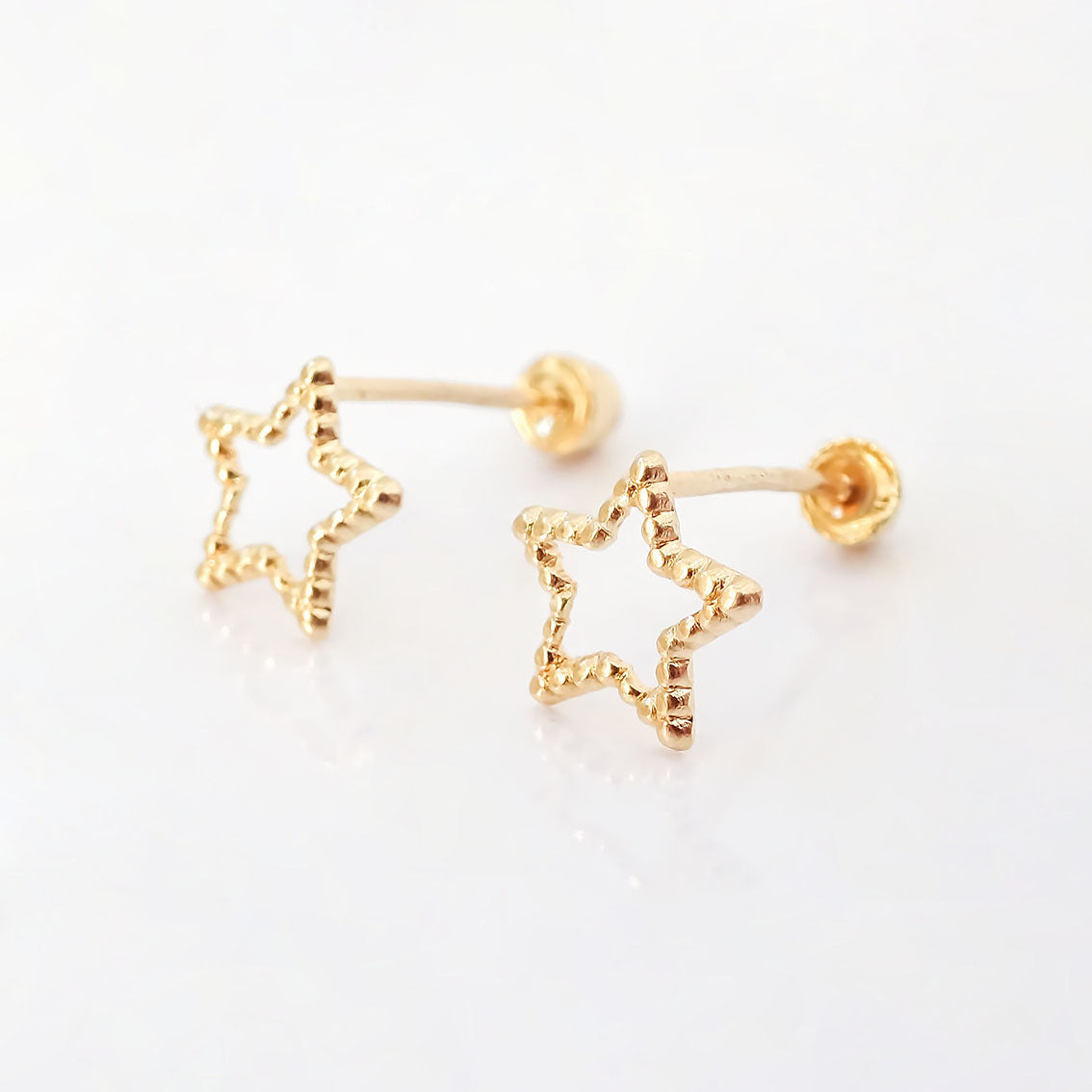 Amor Eterno - Broqueles Merengue Aretes / Oro 10k / Estrella