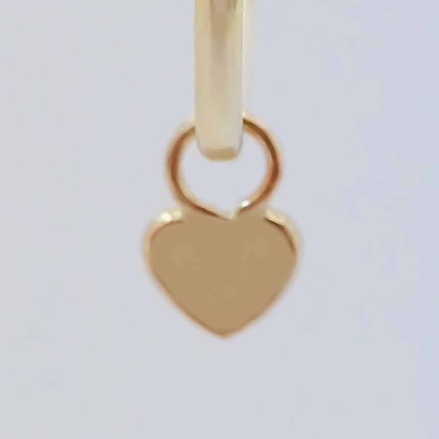 Amor Eterno - 2 Dijes Para Arracada Corazón Oro 10k / RELLENO