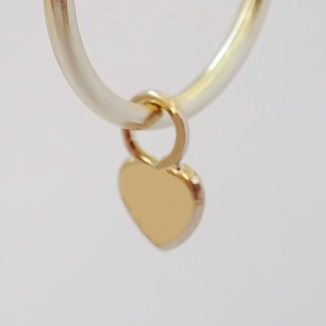 Amor Eterno - 2 Dijes Para Arracada Corazón Oro 10k / RELLENO
