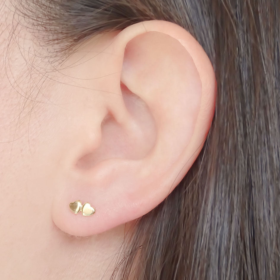 Amor Eterno - Broqueles Corazón Tu Y Yo / Aretes / Oro 10k / Dorado