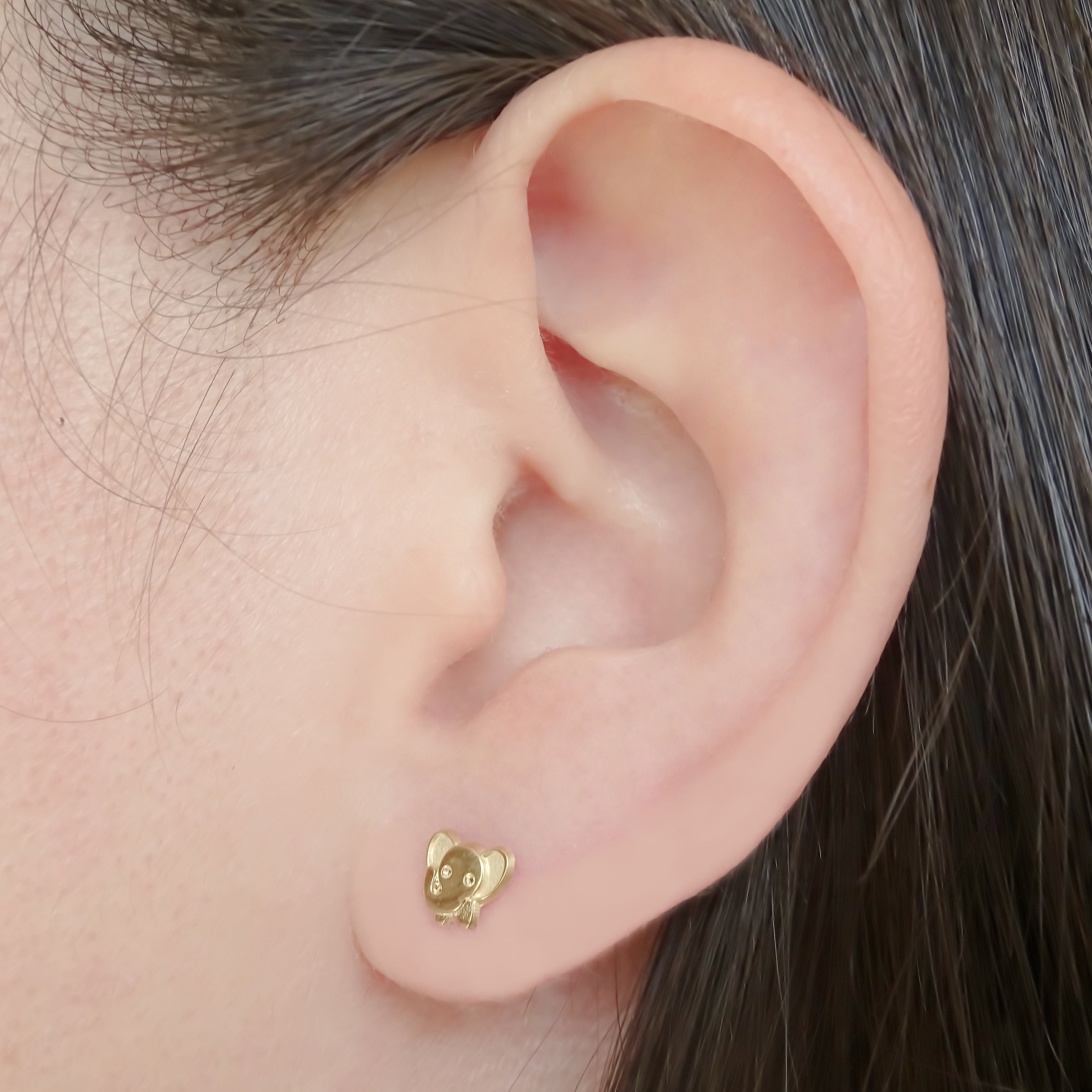Amor Eterno - Broqueles Elefantito Bebé / Aretes Oro 10k