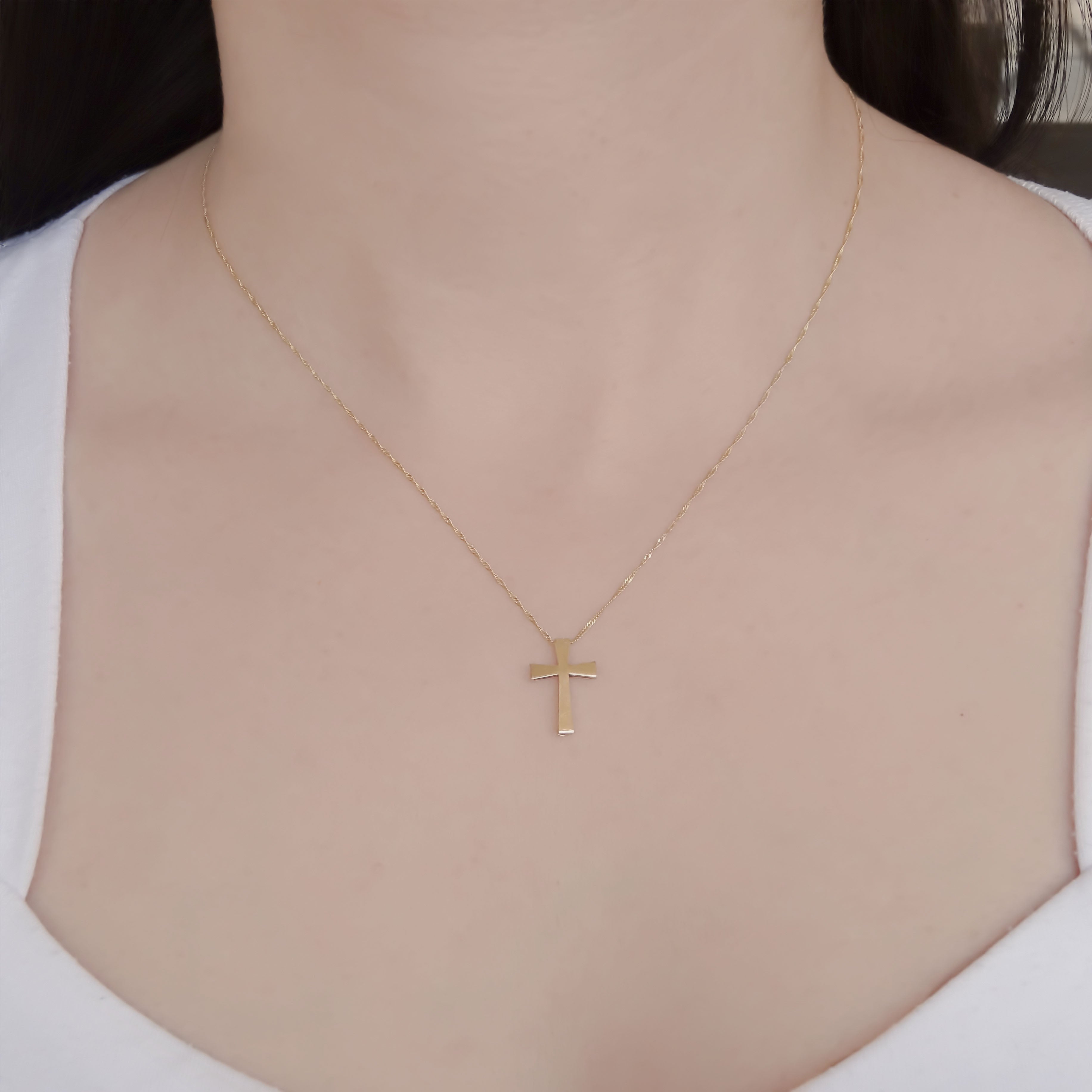 Amor Eterno - Gargantilla Cruz Minimalista / Oro Sólido 10k