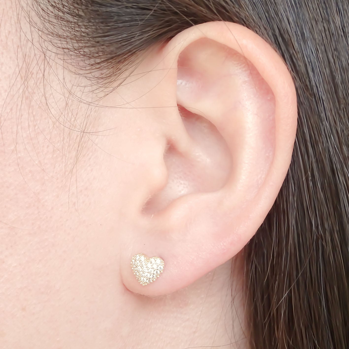 Amor Eterno - Aretes Corazón Bombón / 10k Oro Sólido