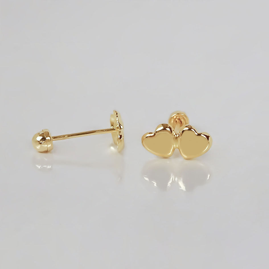 Amor Eterno - Broqueles Corazón Tu Y Yo / Aretes / Oro 10k / Dorado
