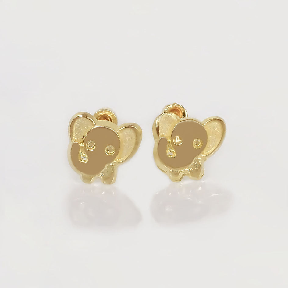 Amor Eterno - Broqueles Elefantito Bebé / Aretes Oro 10k