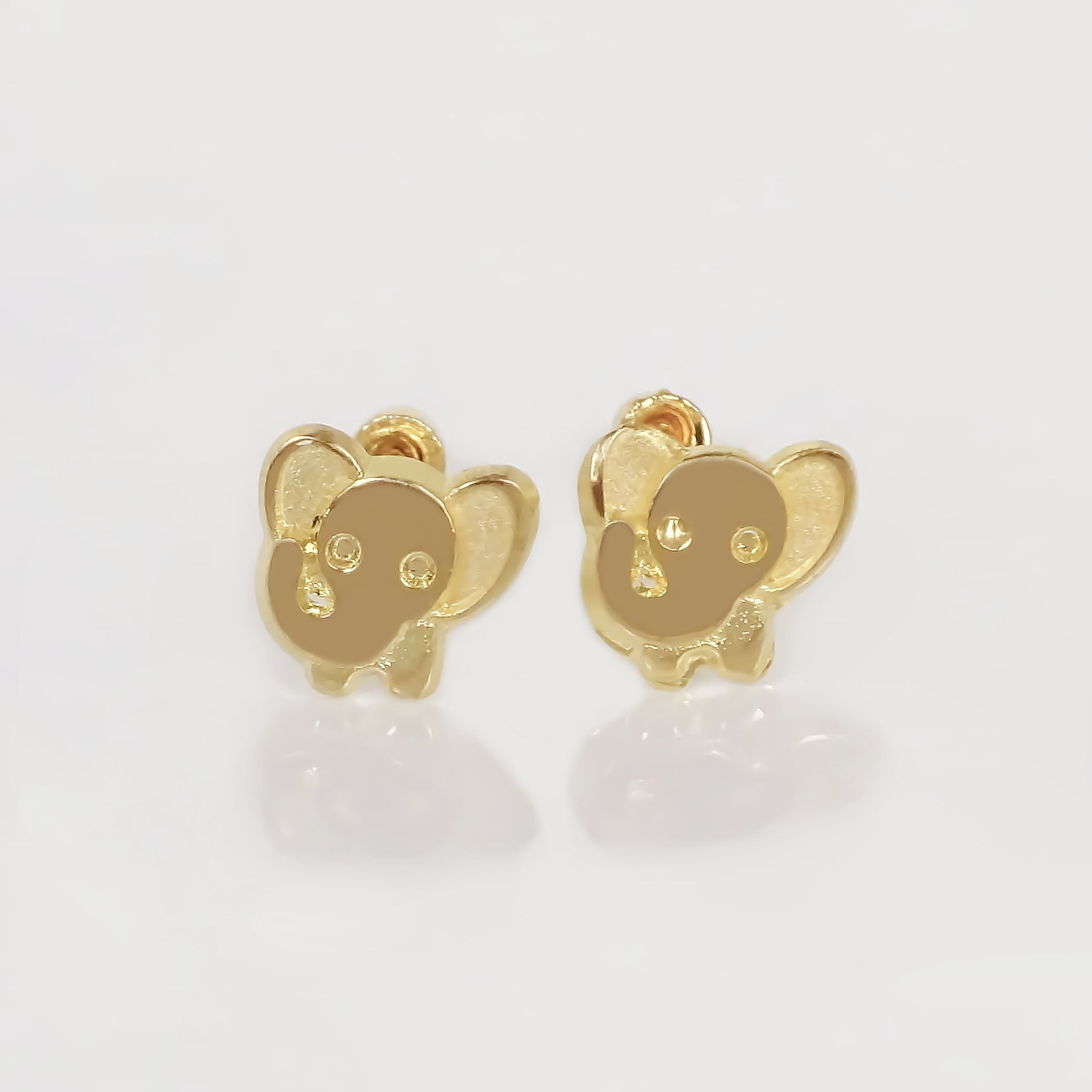 Amor Eterno - Broqueles Elefantito Bebé / Aretes Oro 10k