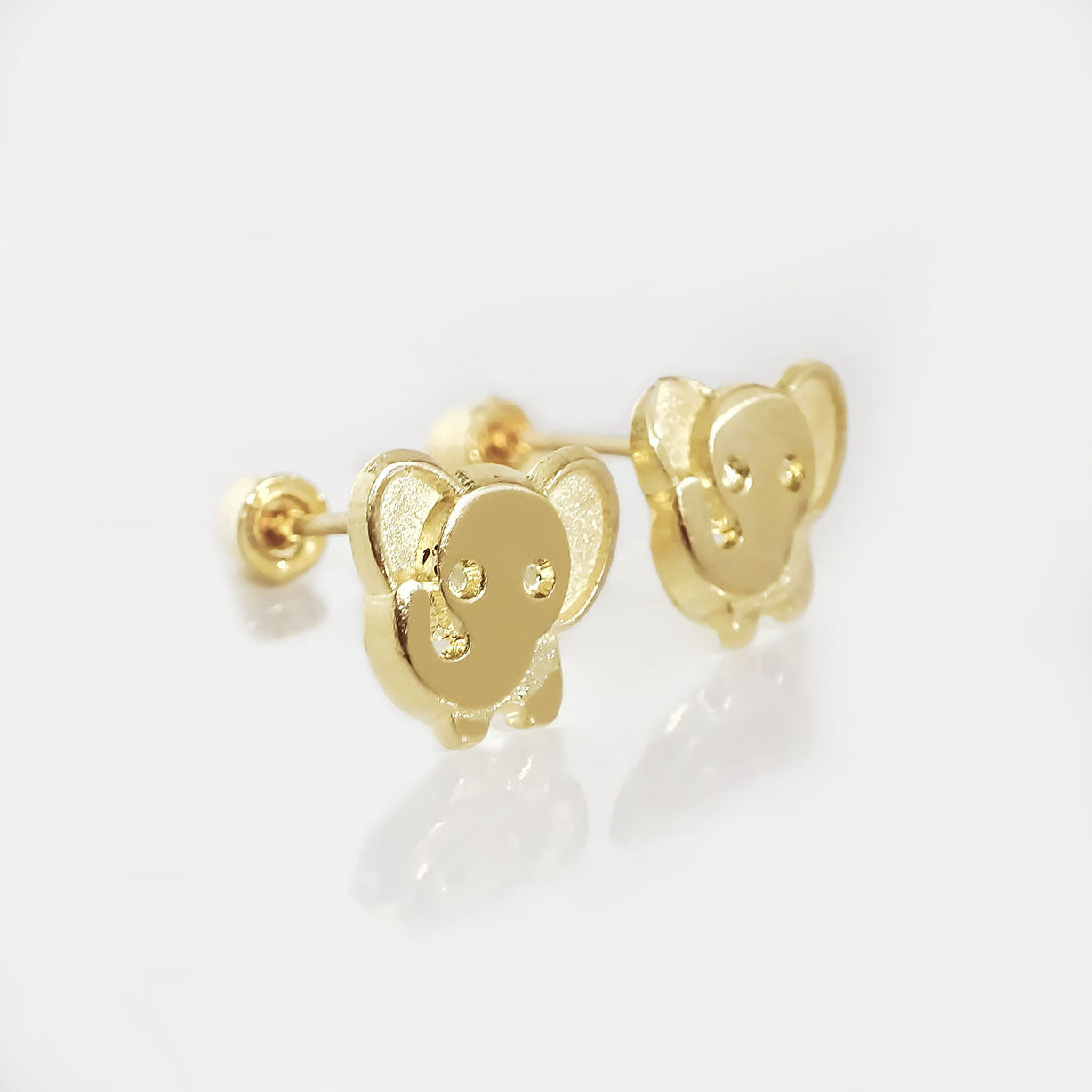 Amor Eterno - Broqueles Elefantito Bebé / Aretes Oro 10k