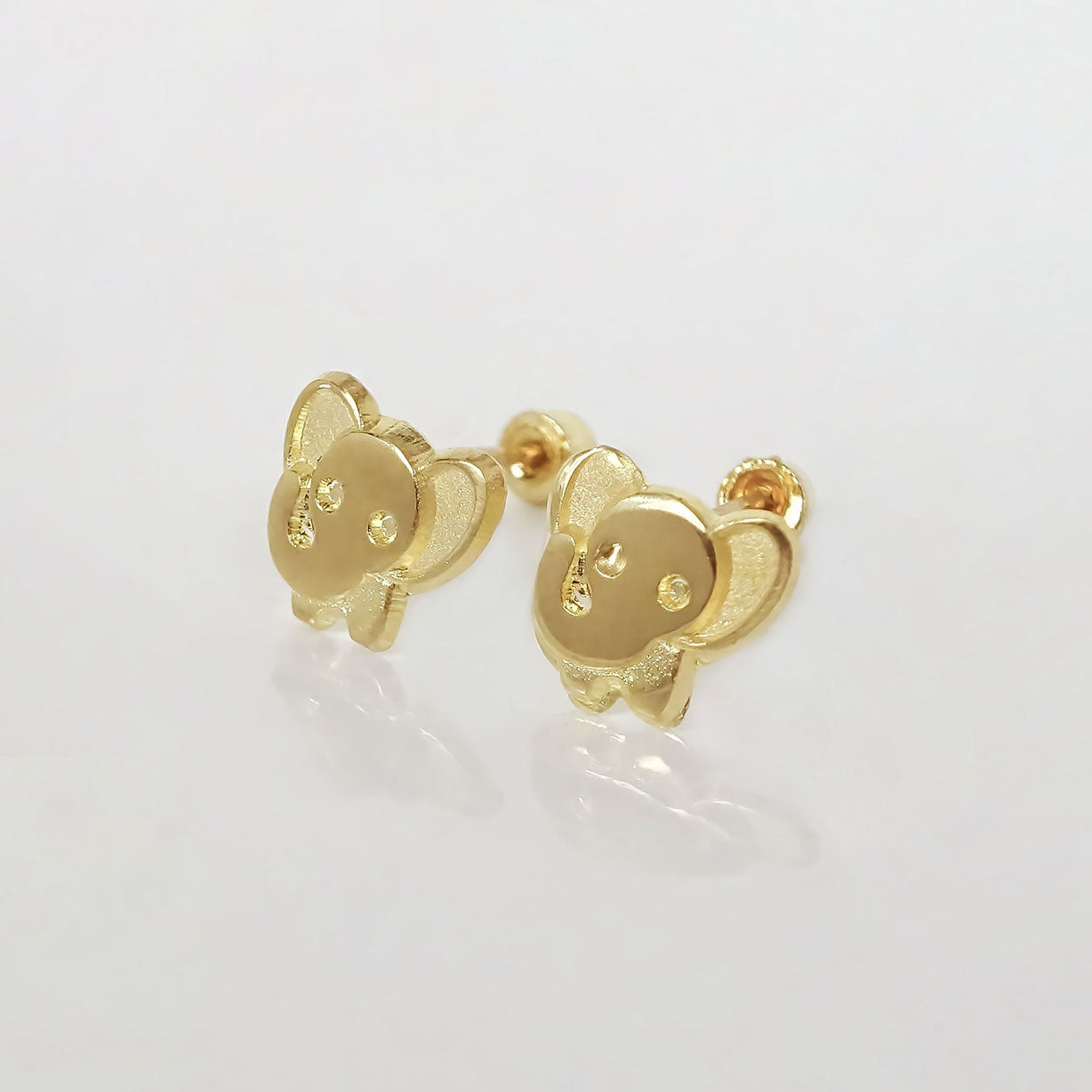 Amor Eterno - Broqueles Elefantito Bebé / Aretes Oro 10k