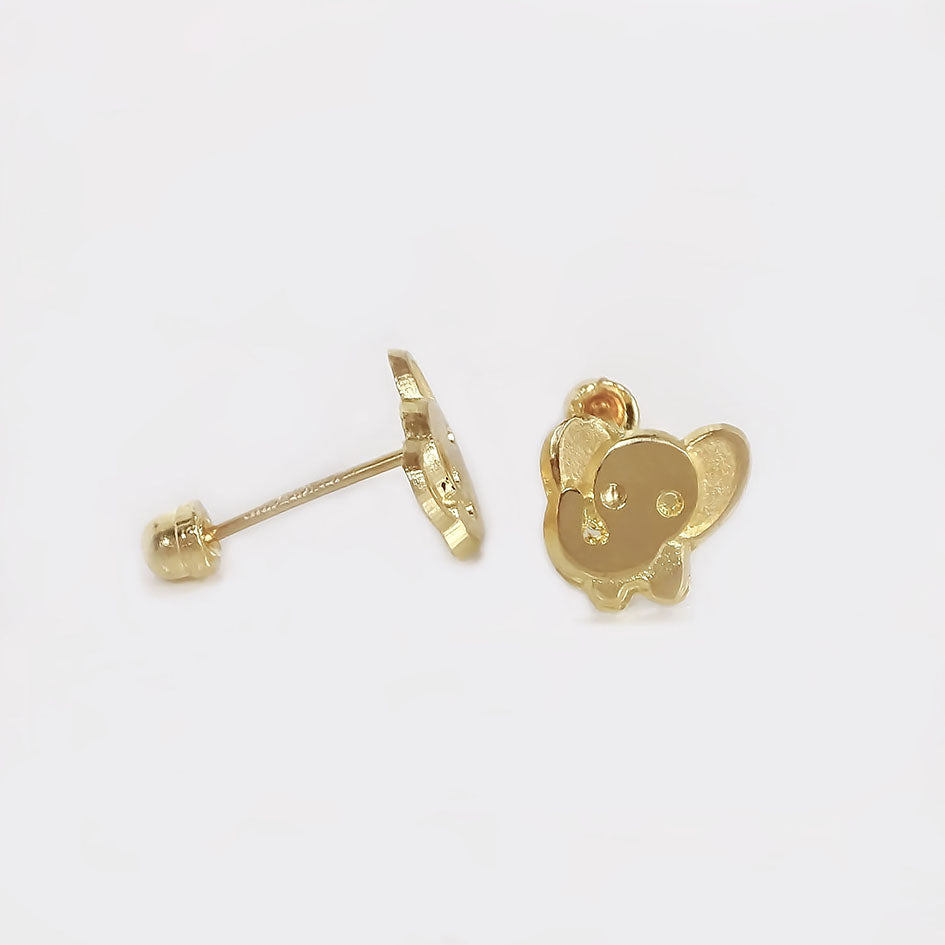 Amor Eterno - Broqueles Elefantito Bebé / Aretes Oro 10k