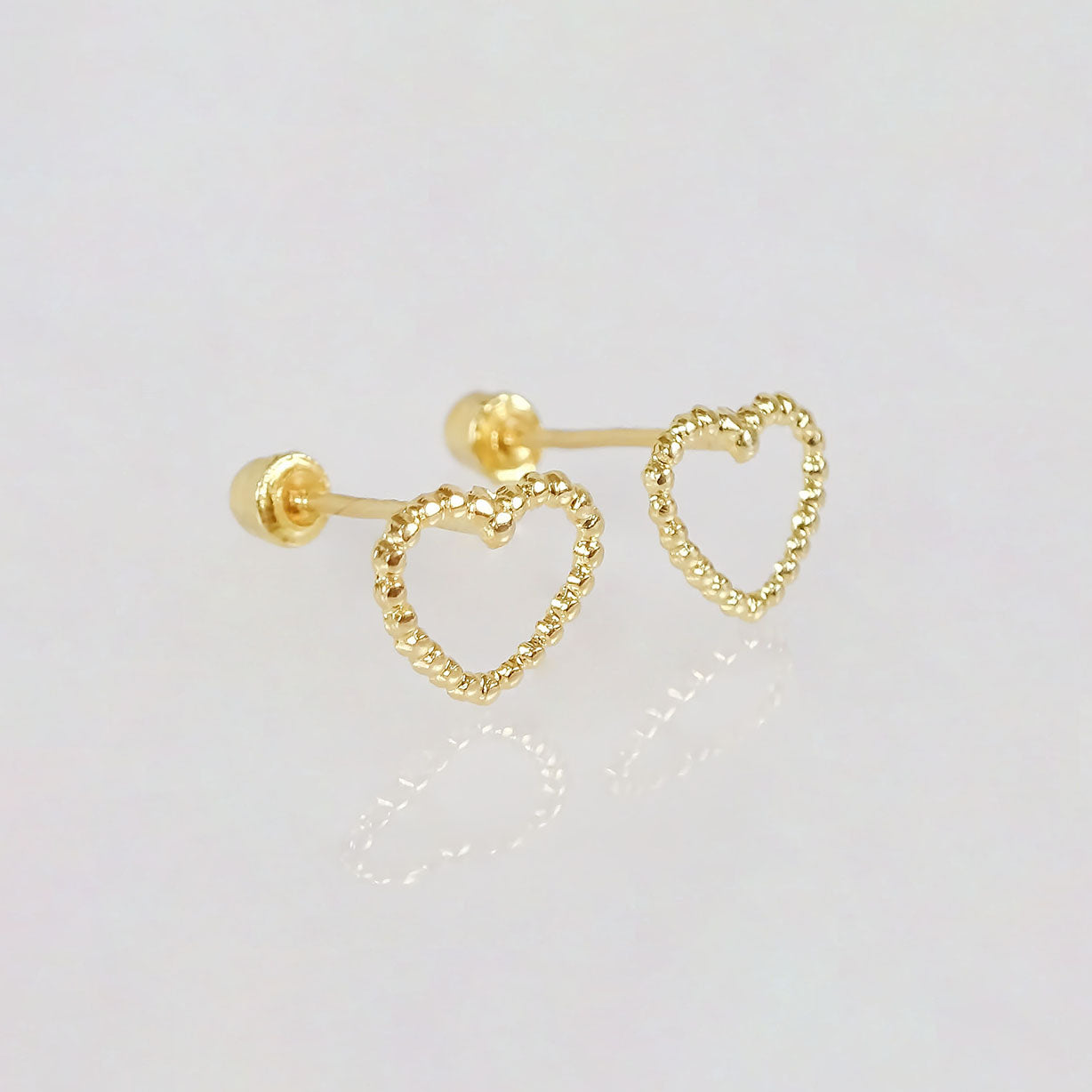 Amor Eterno - Broqueles Merengue Aretes / Oro 10k / Corazón