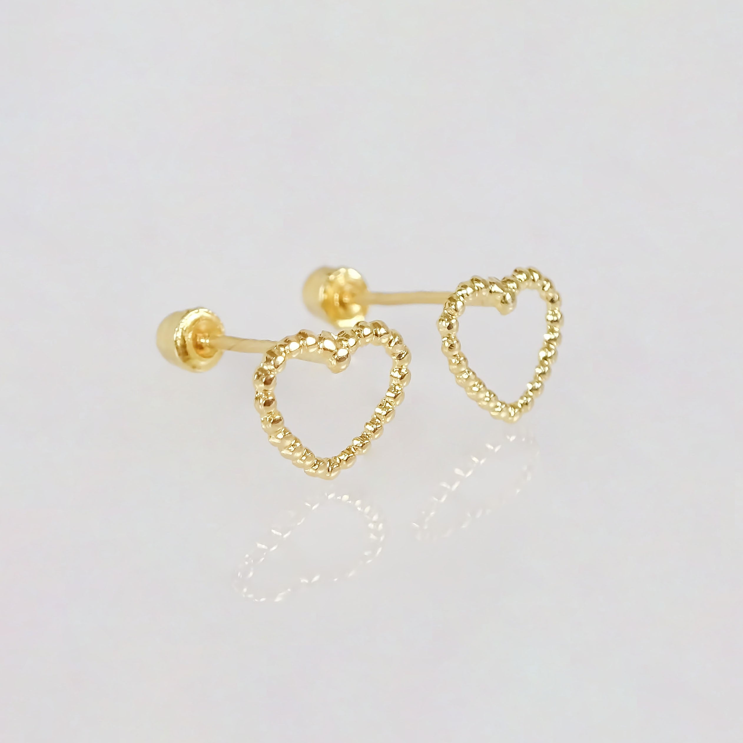 Amor Eterno - Broqueles Merengue Aretes / Oro 10k / Corazón