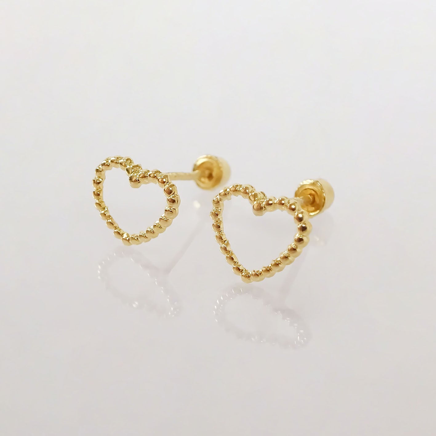 Amor Eterno - Broqueles Merengue Aretes / Oro 10k / Corazón