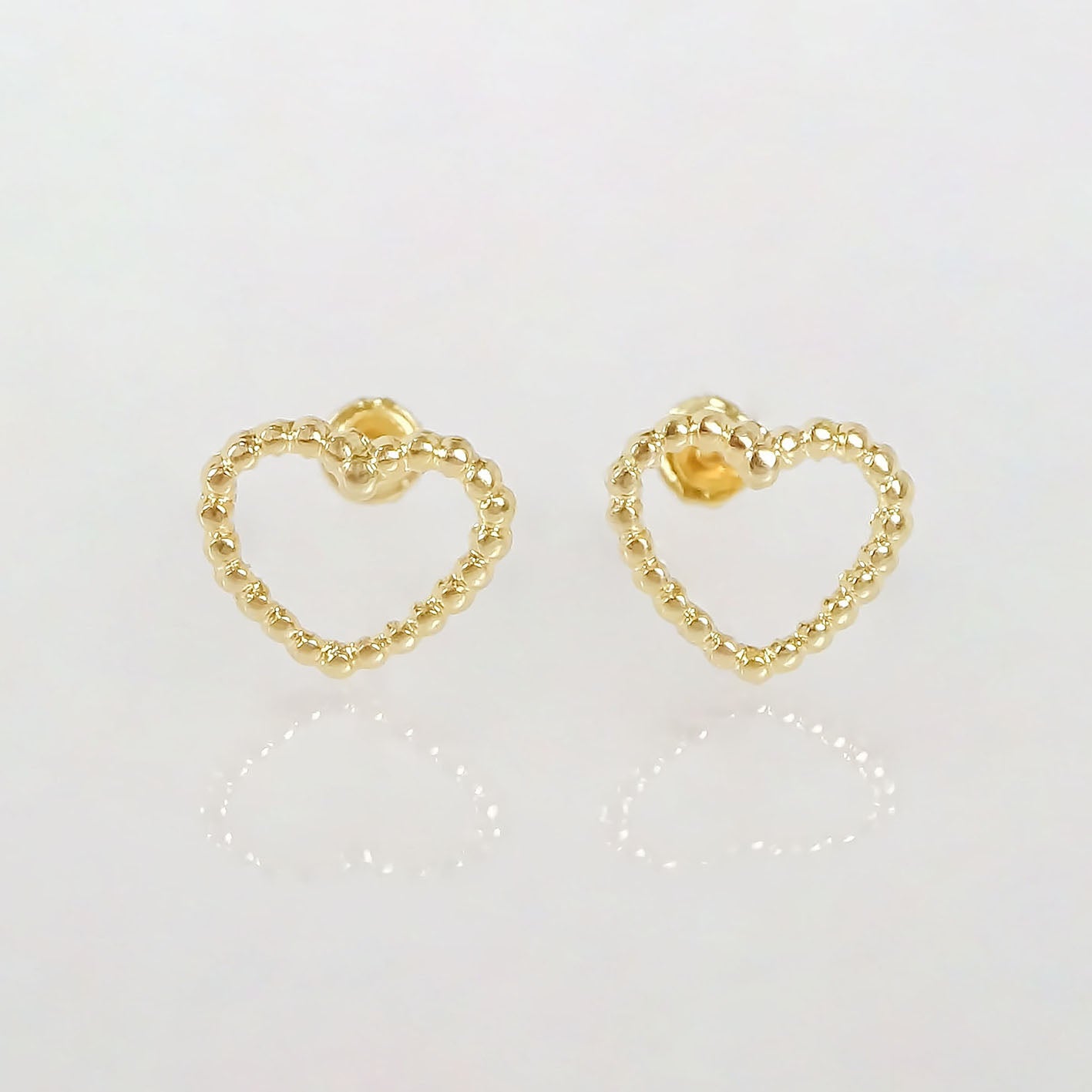 Amor Eterno - Broqueles Merengue Aretes / Oro 10k / Corazón