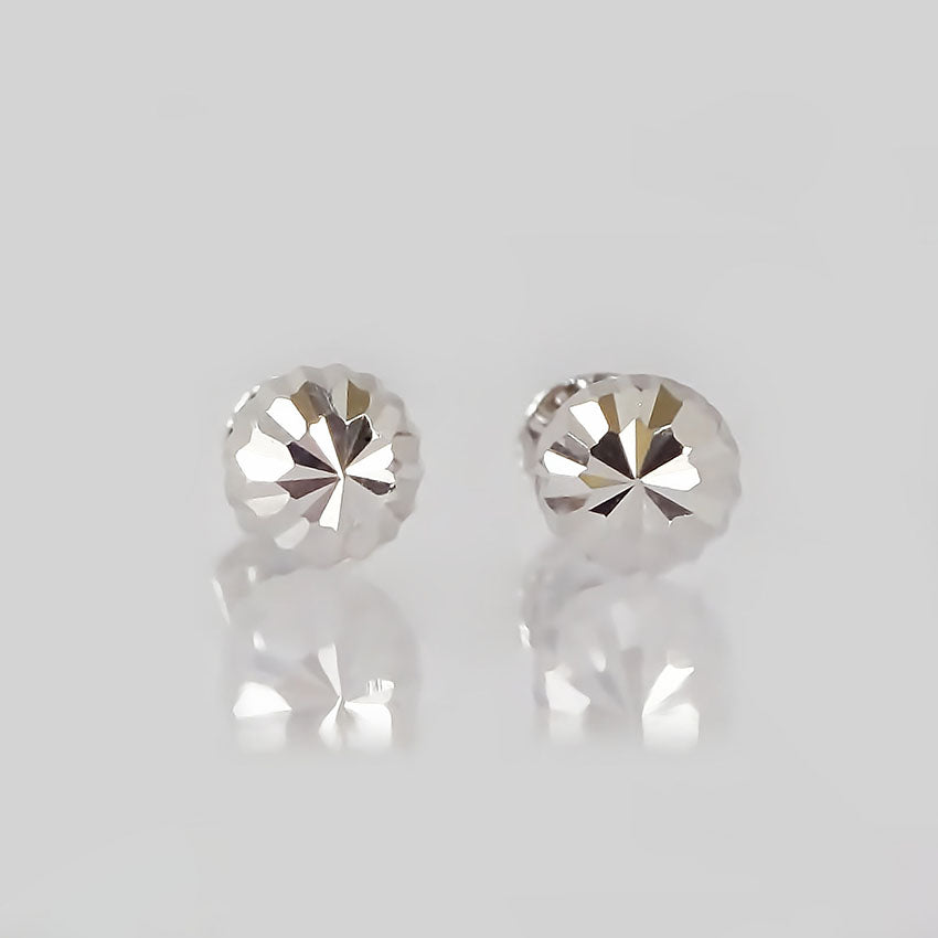 Amor Eterno - Broqueles Hongo / Aretes / Oro Sólido 10k / Blanco