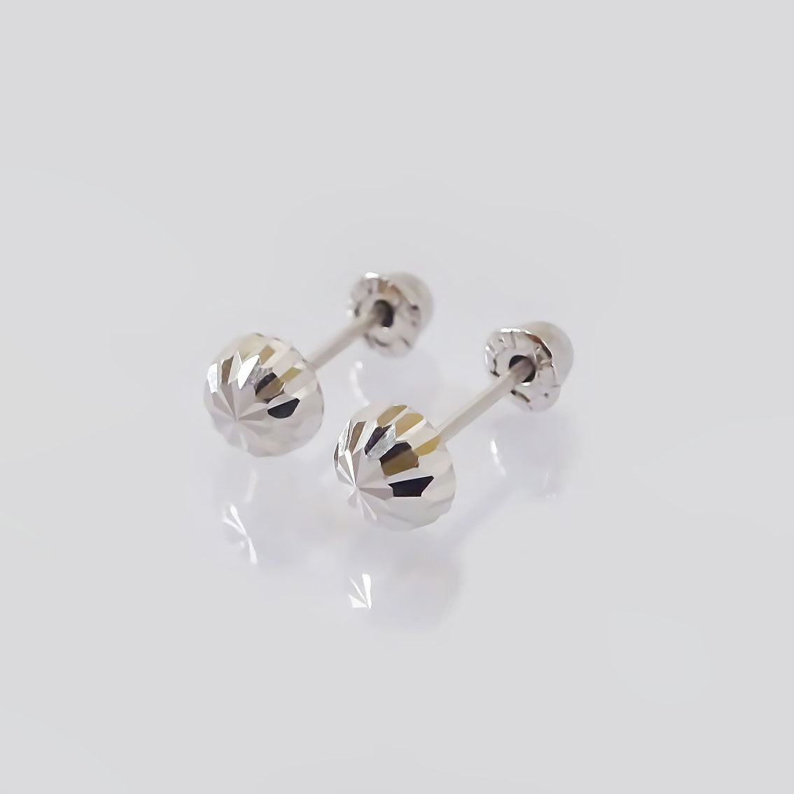 Amor Eterno - Broqueles Hongo / Aretes / Oro Sólido 10k / Blanco