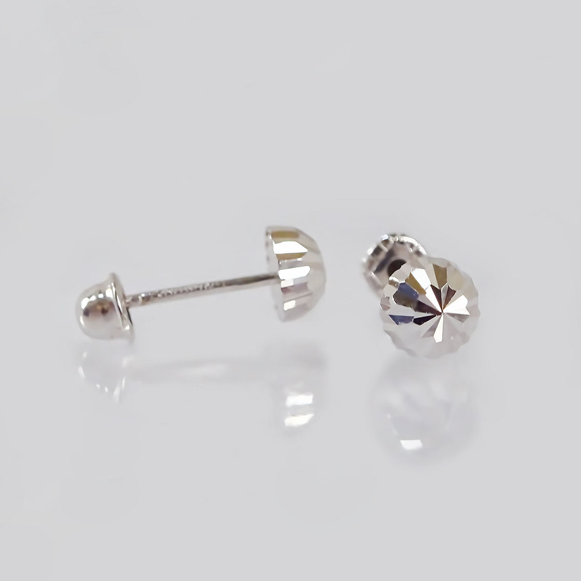 Amor Eterno - Broqueles Hongo / Aretes / Oro Sólido 10k / Blanco