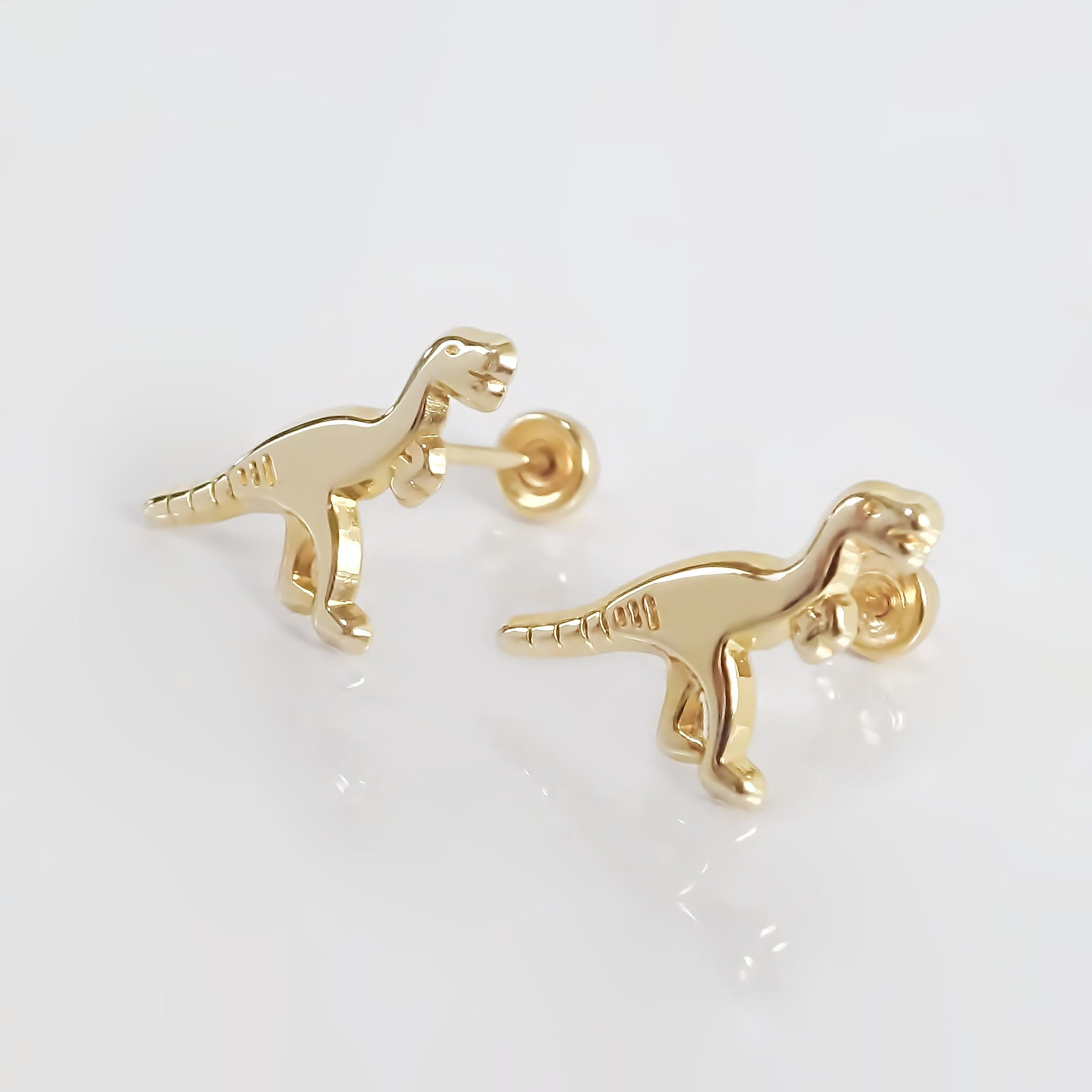 Amor Eterno - Broqueles Dinosaurio T-rex / Oro Sólido 10k