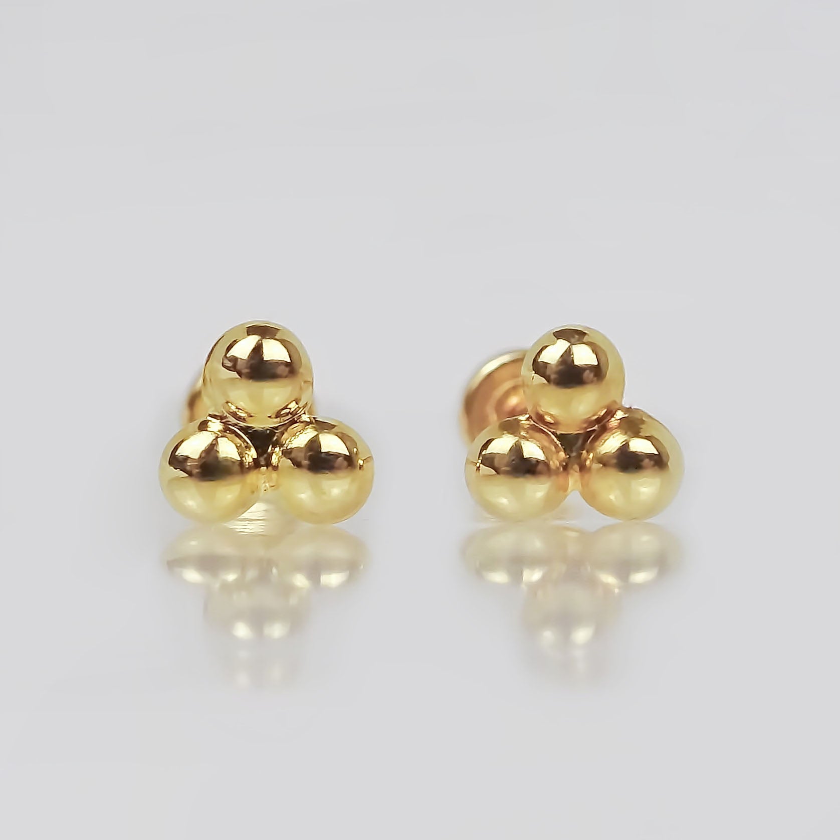 Amor Eterno - Broqueles Trébol Bolitas / Aretes / Oro 10k