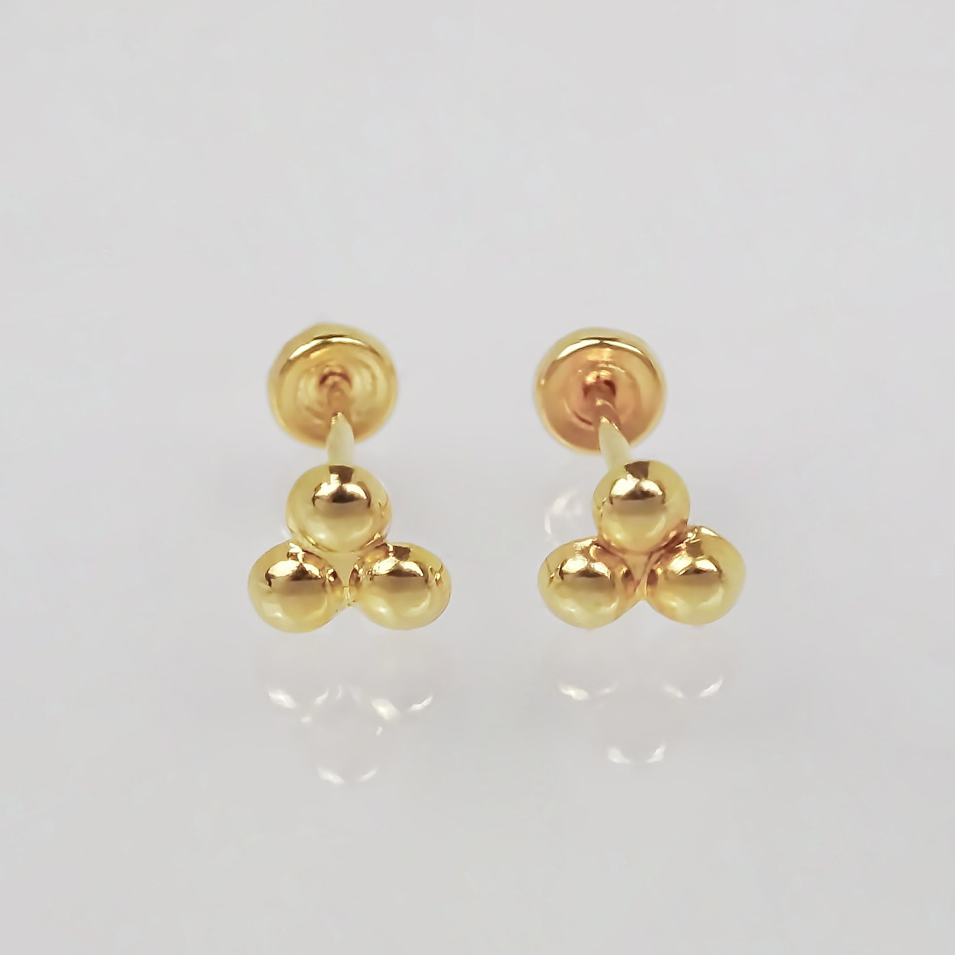 Amor Eterno - Broqueles Trébol Bolitas / Aretes / Oro 10k