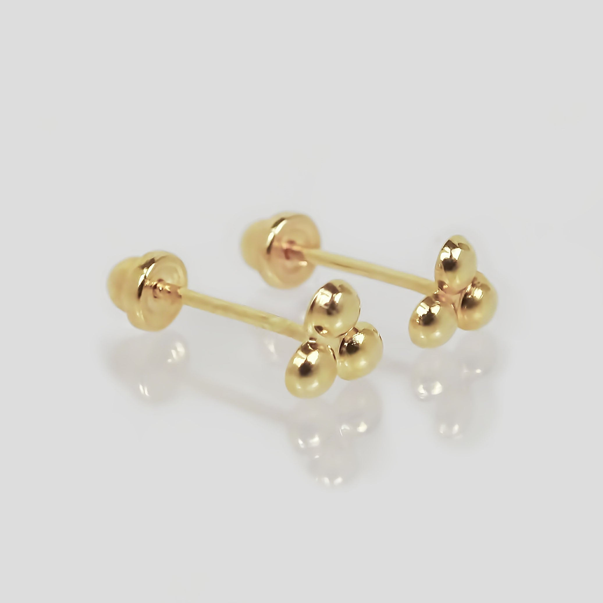 Amor Eterno - Broqueles Trébol Bolitas / Aretes / Oro 10k