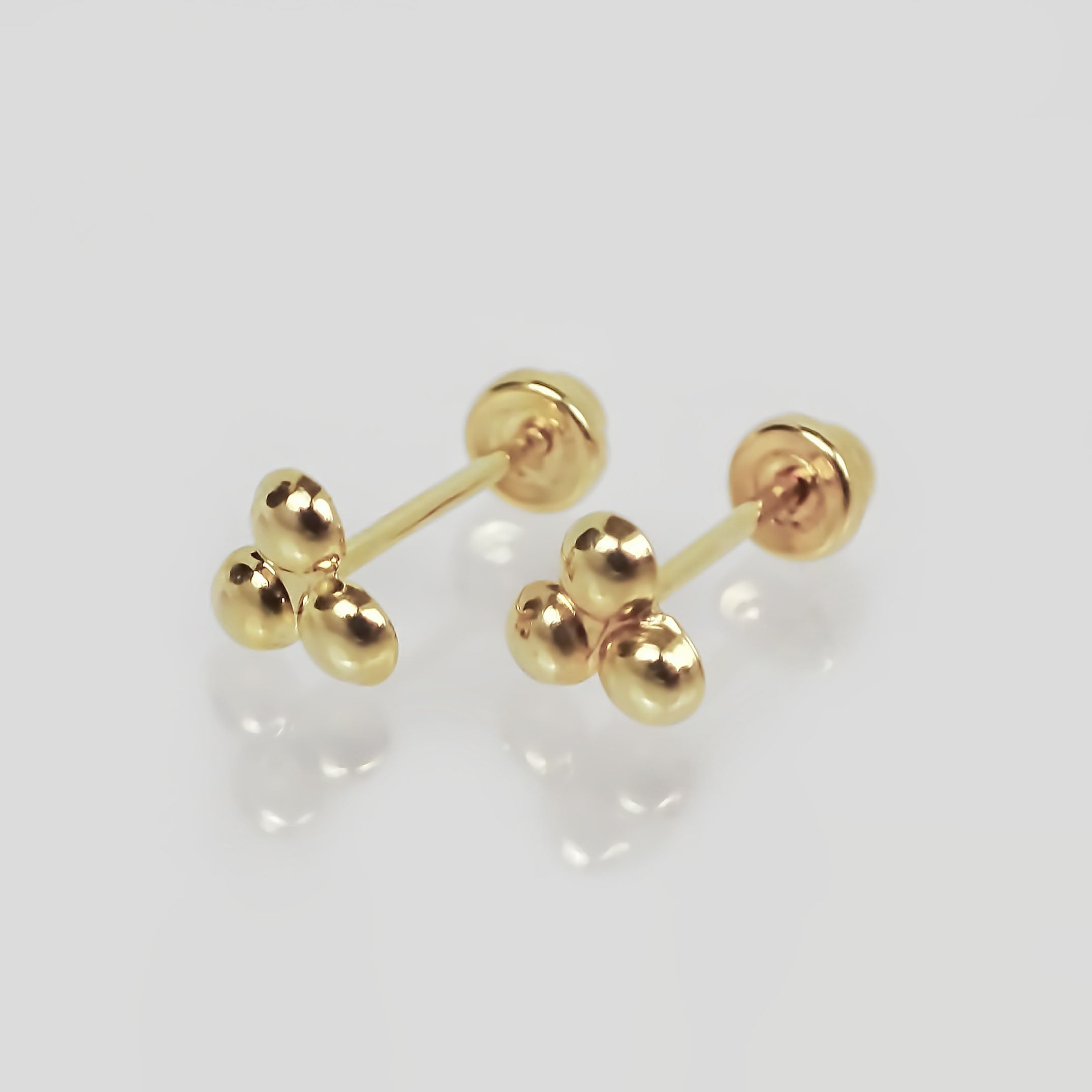 Amor Eterno - Broqueles Trébol Bolitas / Aretes / Oro 10k