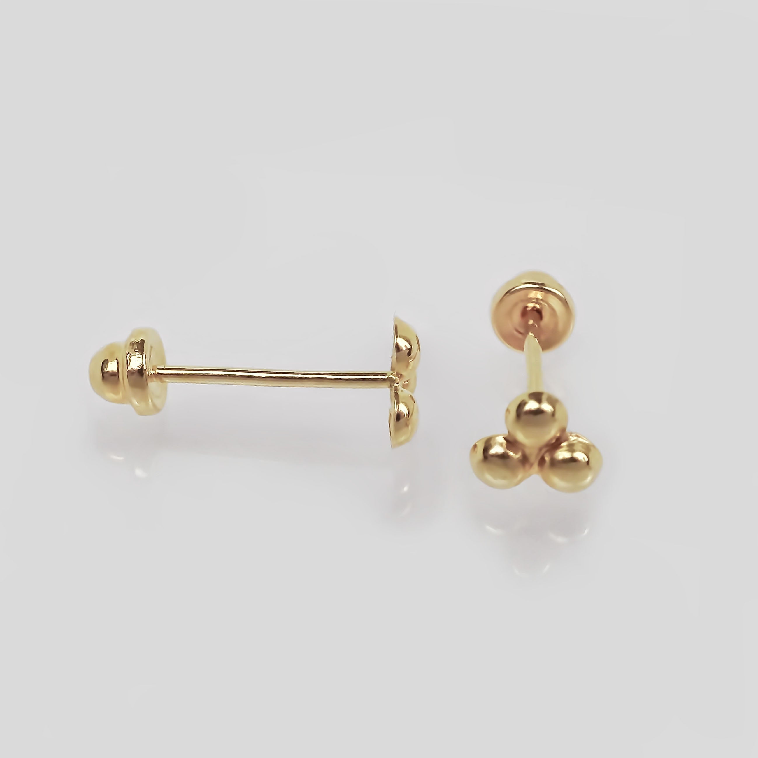 Amor Eterno - Broqueles Trébol Bolitas / Aretes / Oro 10k