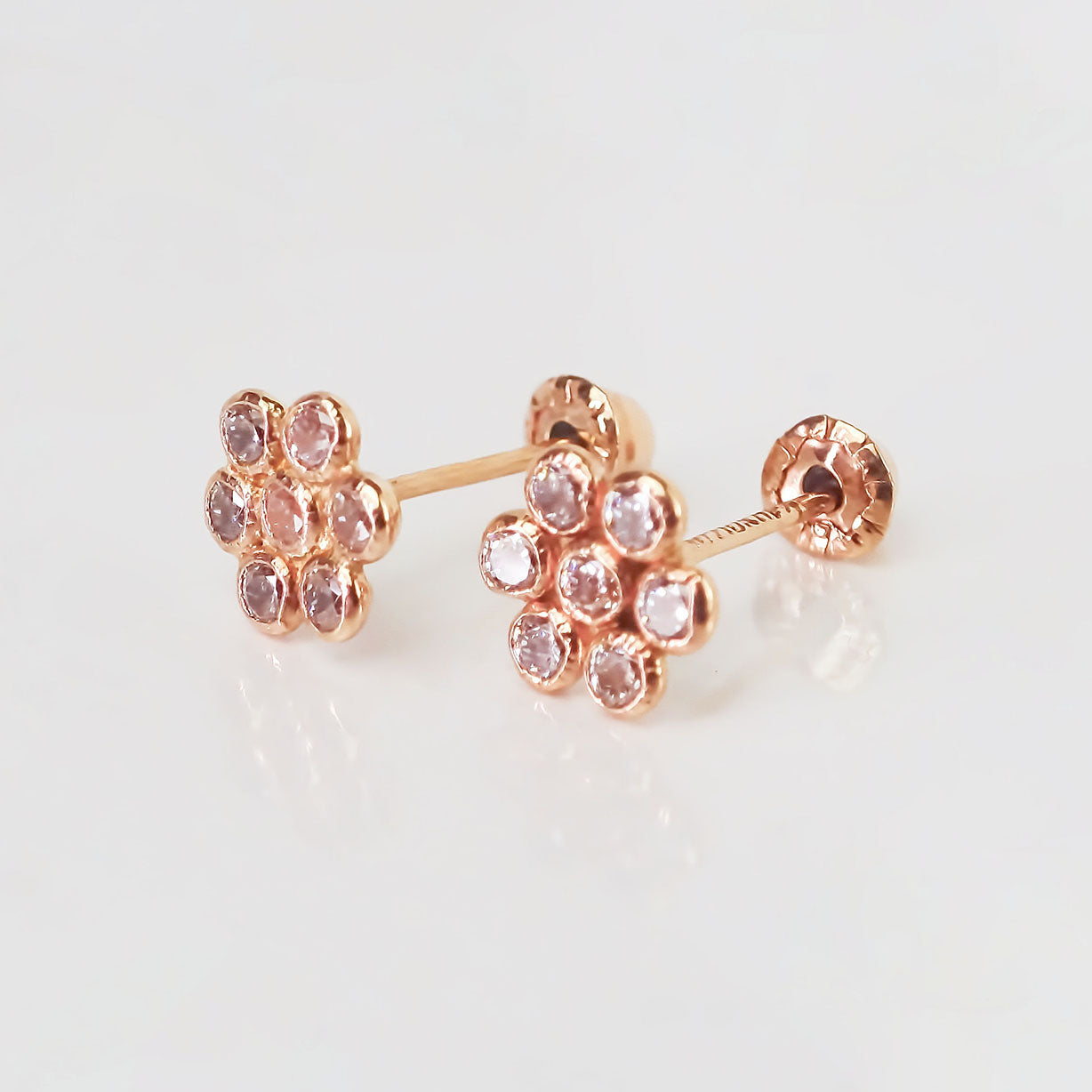 Amor Eterno - Broqueles Roseta / Aretes Oro 10k / Rosa