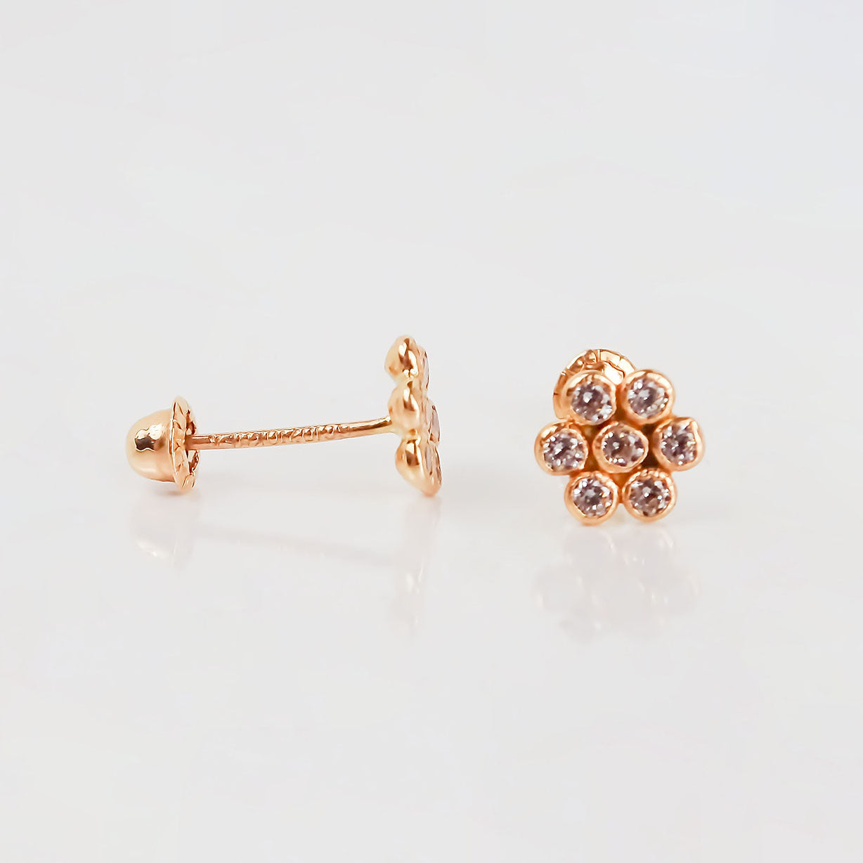 Amor Eterno - Broqueles Roseta / Aretes Oro 10k / Rosa