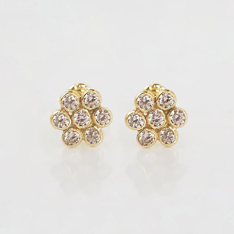 Amor Eterno - Broqueles Roseta / Aretes Oro 10k / Amarillo
