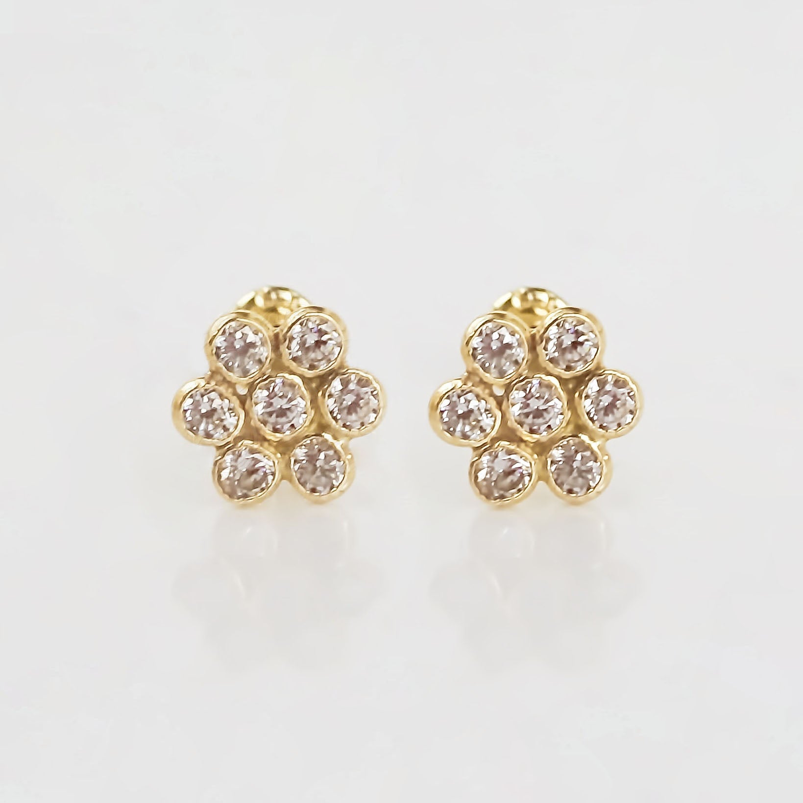 Amor Eterno - Broqueles Roseta / Aretes Oro 10k / Amarillo