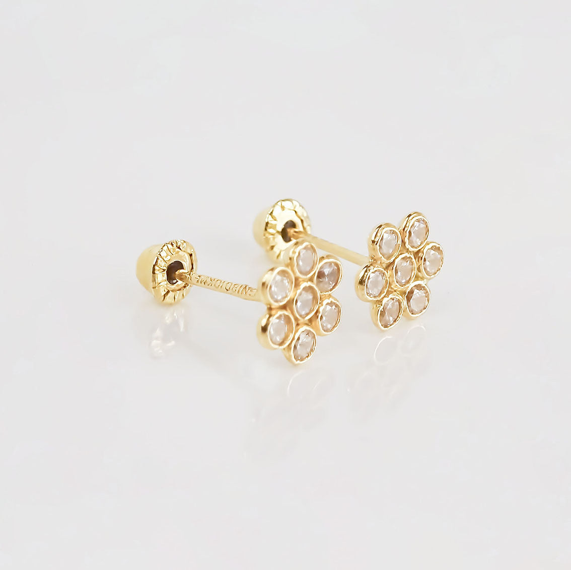 Amor Eterno - Broqueles Roseta / Aretes Oro 10k / Amarillo