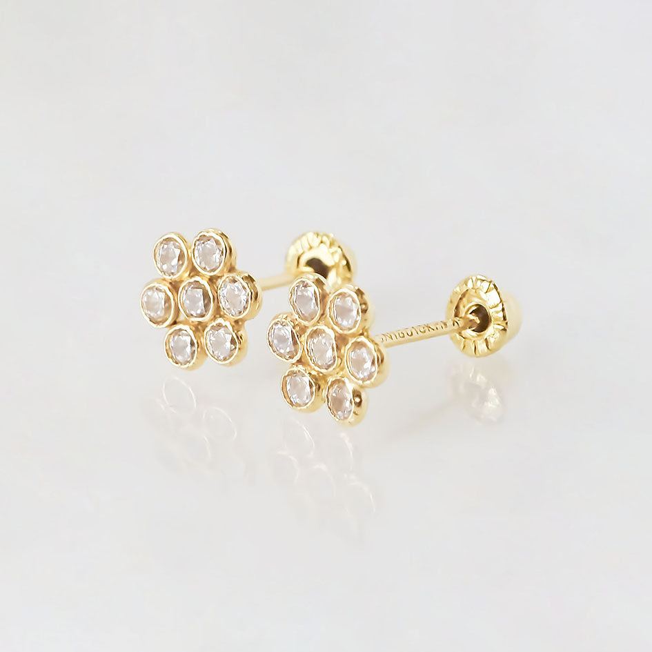Amor Eterno - Broqueles Roseta / Aretes Oro 10k / Amarillo