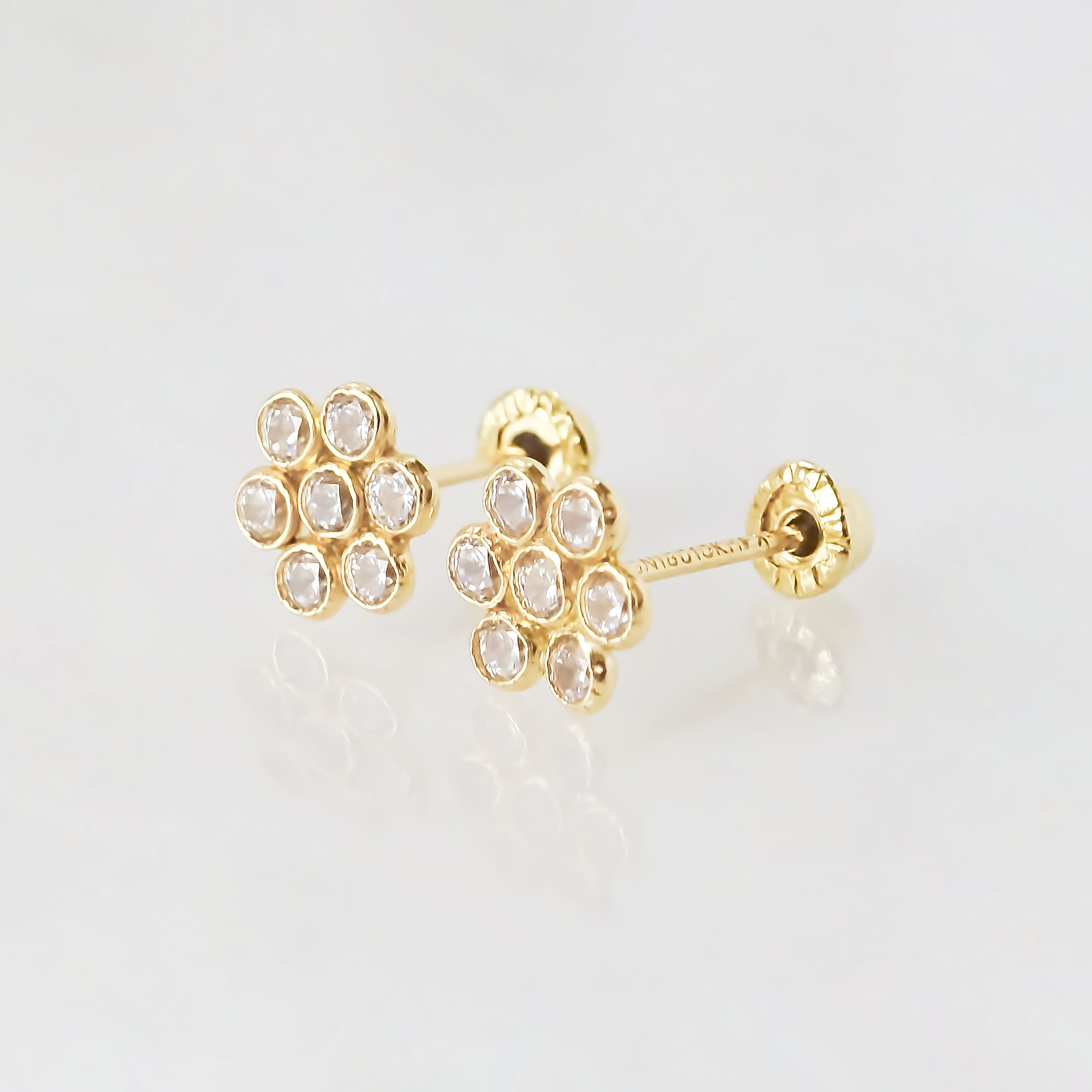 Amor Eterno - Broqueles Roseta / Aretes Oro 10k / Amarillo