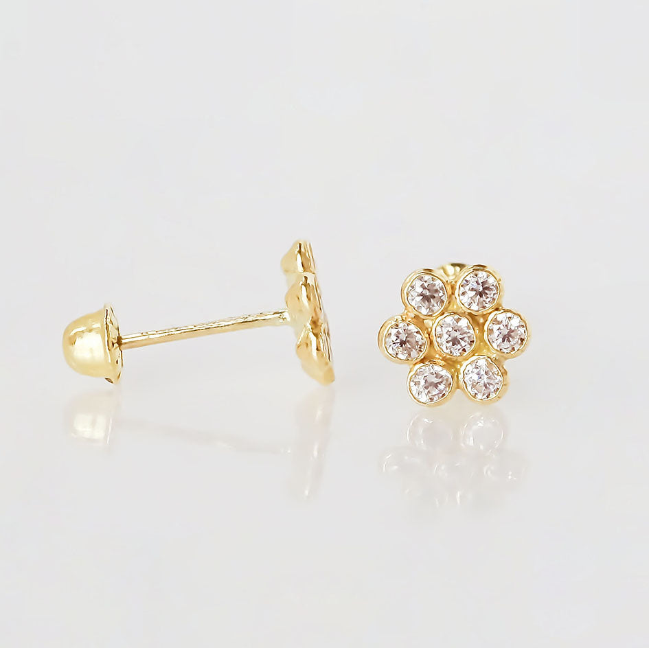 Amor Eterno - Broqueles Roseta / Aretes Oro 10k / Amarillo