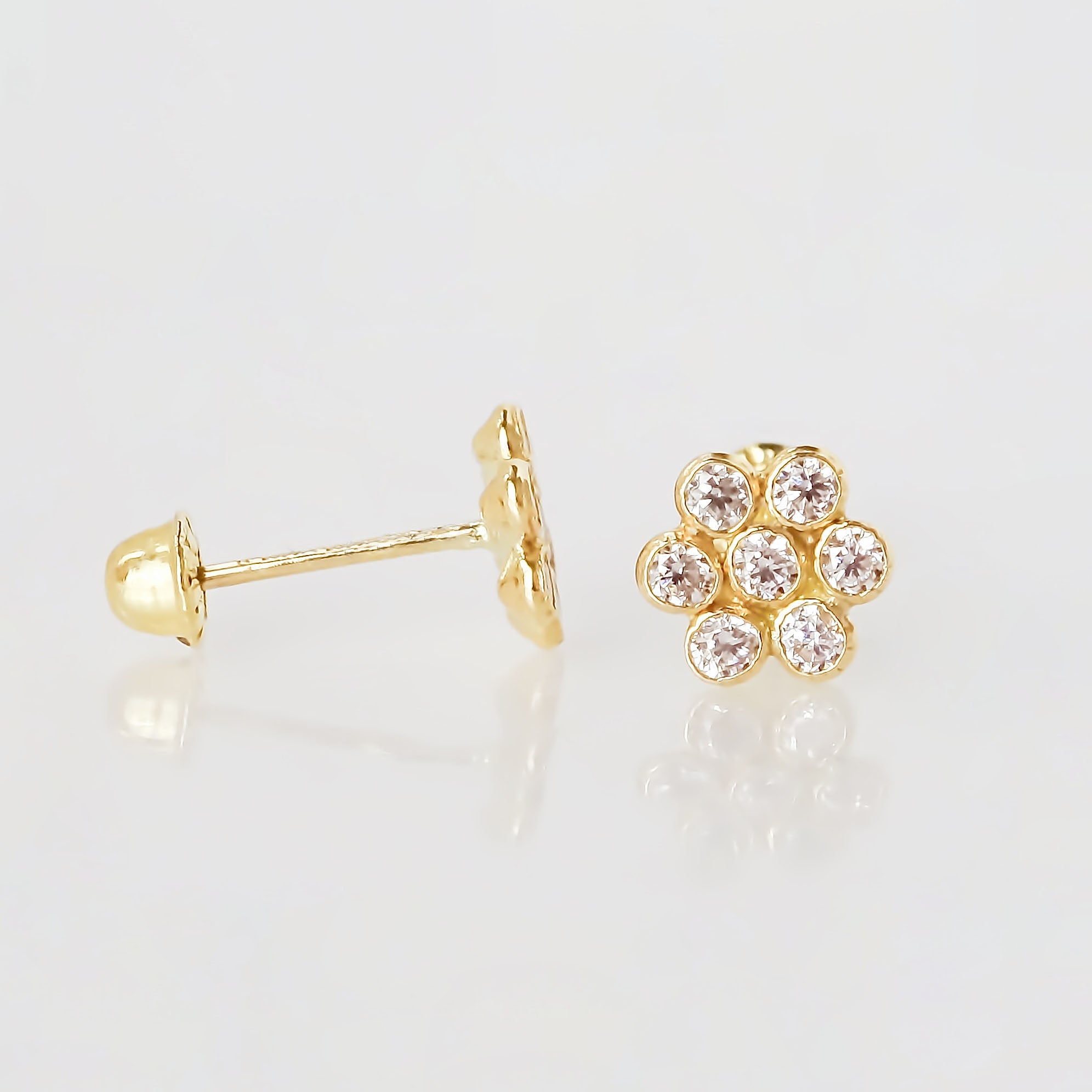 Amor Eterno - Broqueles Roseta / Aretes Oro 10k / Amarillo