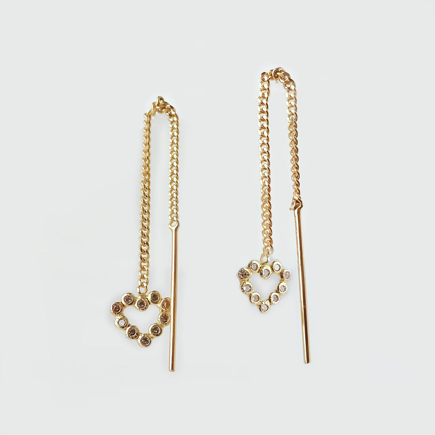 Amor Eterno - Arete Largo Violador Oro 10k / Corazón