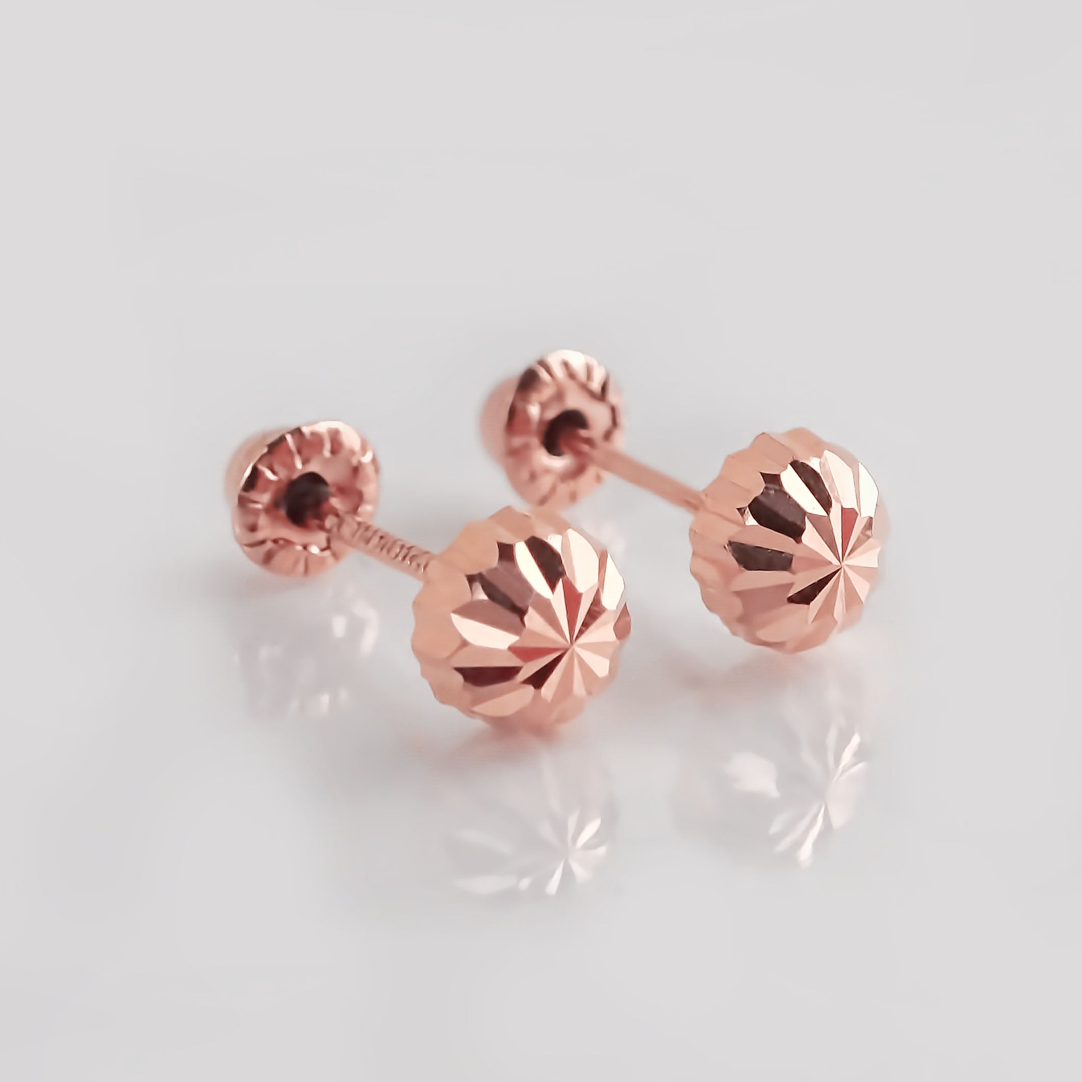 Amor Eterno - Broqueles Hongo / Aretes / Oro Sólido 10k / Rosa