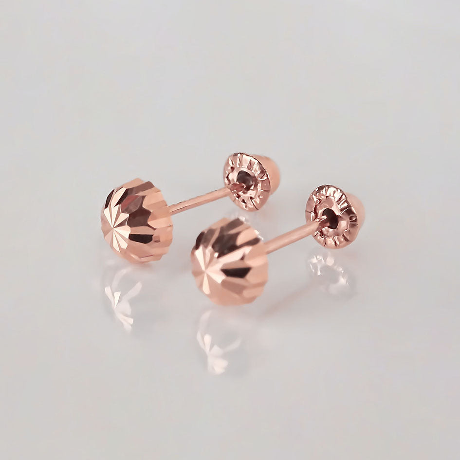Amor Eterno - Broqueles Hongo / Aretes / Oro Sólido 10k / Rosa