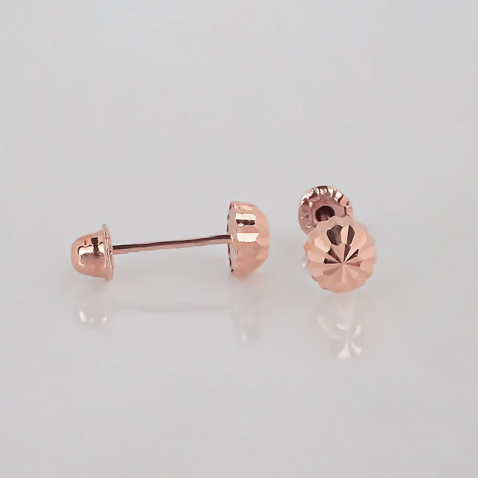 Amor Eterno - Broqueles Hongo / Aretes / Oro Sólido 10k / Rosa
