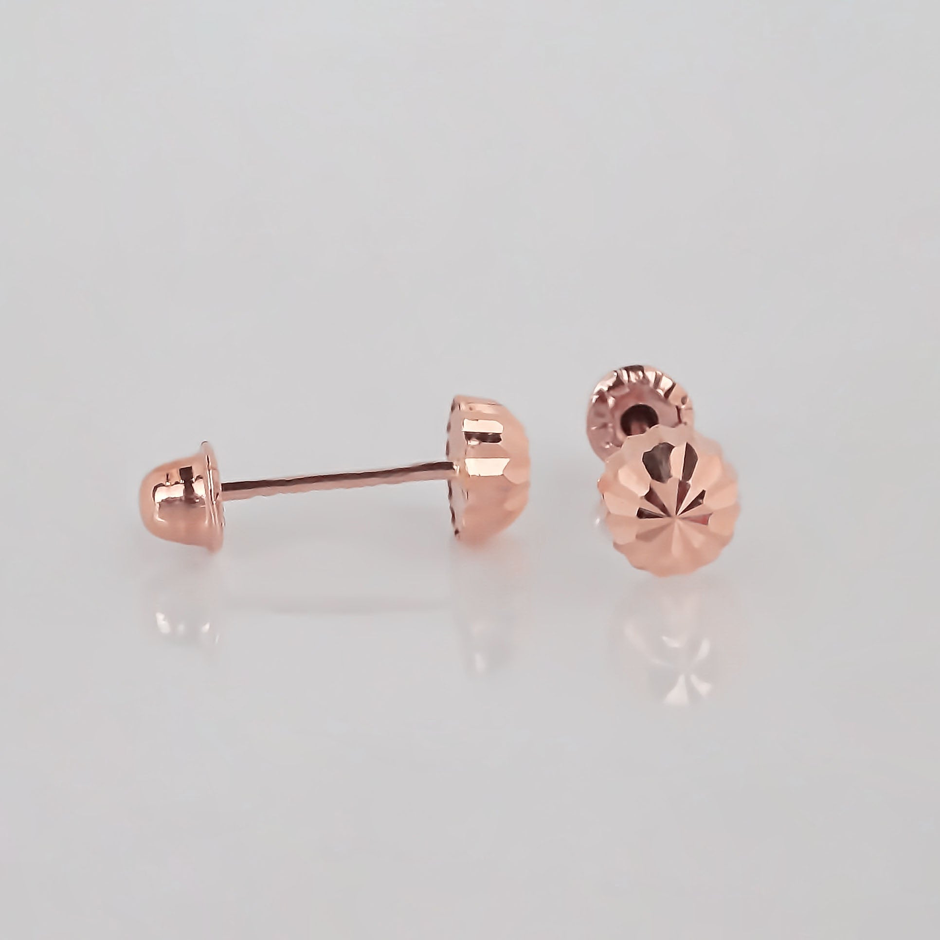 Amor Eterno - Broqueles Hongo / Aretes / Oro Sólido 10k / Rosa