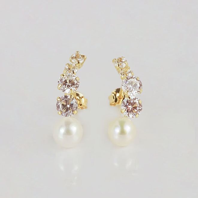 Amor Eterno - Broqueles Lambada Perla / Aretes Oro 10k